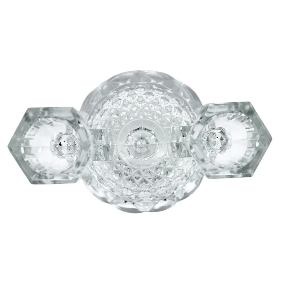Vintage IMPERIAL Katy Clear Glass Double Candle Holder Lace Edge 4½